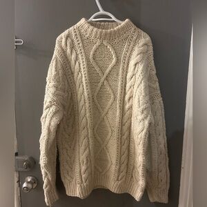 Vintage caravan 100 % wool ivory fishermen chunky Cable Knit Sweater